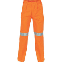 Dnc Workwear Cotton Drill Pants With 3m Reflective Tape - 3314 Work Wear DNC Workwear Orange 107R 
