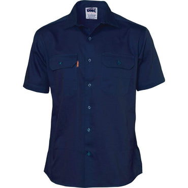 Dnc Workwear Cotton Drill Short Sleeve Work Shirt - 3201 Work Wear DNC Workwear Navy XS 