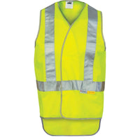 Dnc Workwear Day/night Cross Back Safety Vest With Tail - 3802 Work Wear DNC Workwear Yellow S 