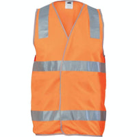 Dnc Workwear Day/night Safety Vest With Hoop & Shoulder Generic R/tape - 3503 Work Wear DNC Workwear Orange XS 