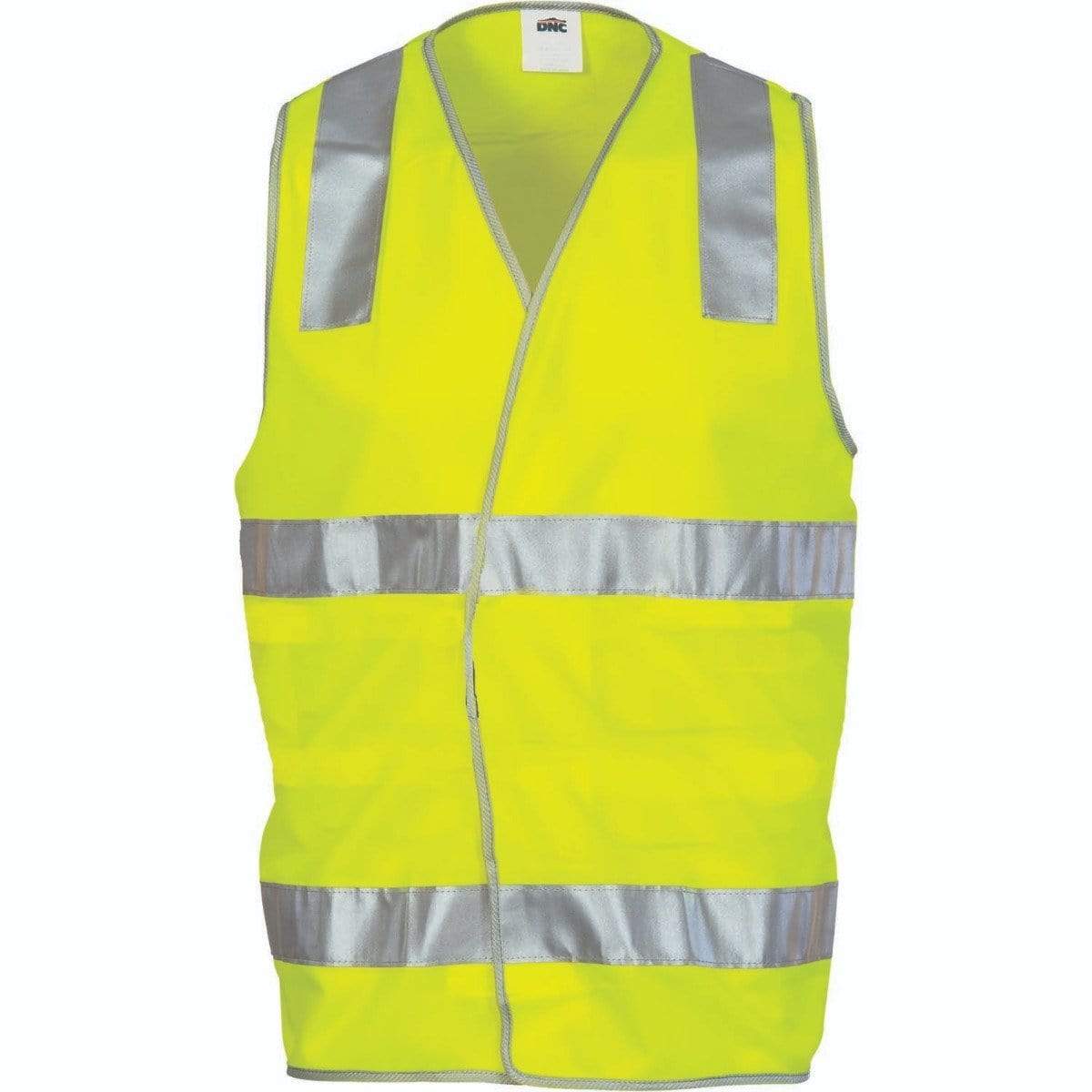 Dnc Workwear Day/night Safety Vest With Hoop & Shoulder Generic R/tape - 3503 Work Wear DNC Workwear Yellow XS 