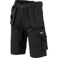 Dnc Workwear Duratex Cotton Duck Weave Tradies Cargo Shorts - With Twin Holster Tool Pocket - 3336 Work Wear DNC Workwear Black 72R 