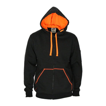 Dnc Workwear Full Zip Super Brushed Fleece Hoodie - 5424 Work Wear DNC Workwear Black/Orange 4XL 