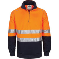 Dnc Workwear Hi-vis 1/2 Zip Fleecy With Hoop Pattern Csr Reflective Tape - 3729 Work Wear DNC Workwear Orange/Navy XS 
