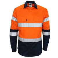 Dnc Workwear Hi-vis 2-tone Bio-motion Taped Shirt - 3976 Work Wear DNC Workwear Orange/Navy XS 