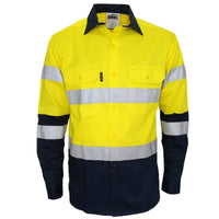 Dnc Workwear Hi-vis 2-tone Bio-motion Taped Shirt - 3976 Work Wear DNC Workwear Yellow/Navy XS 