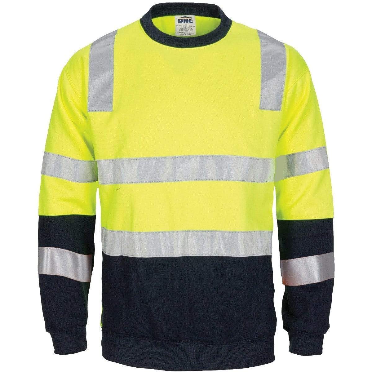 Dnc Workwear Hi-vis 2 Tone, Crew-neck Fleecy Sweatshirt - 3723 Work Wear DNC Workwear Yellow/Navy XS 