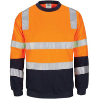 Dnc Workwear Hi-vis 2 Tone, Crew-neck Fleecy Sweatshirt - 3723 Work Wear DNC Workwear Orange/Navy XS 
