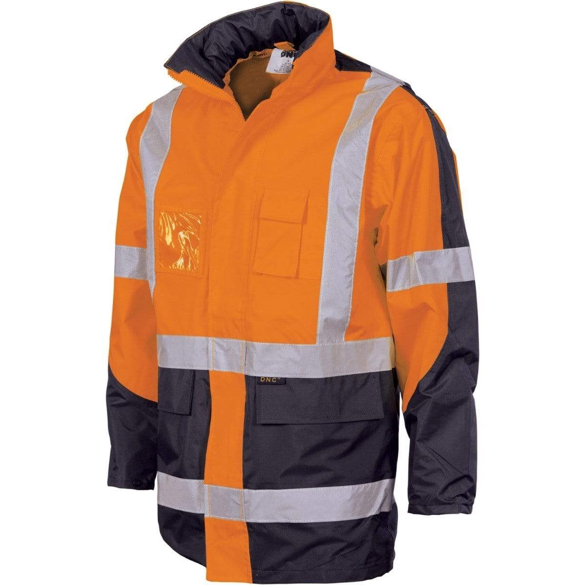 Dnc Workwear Hi-vis 2 Tone Cross Back D/n 2-in-1 Contrast Rain Jacket - 3993 Work Wear DNC Workwear Orange/Navy 5XL 