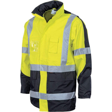 Dnc Workwear Hi-vis 2 Tone Cross Back D/n 2-in-1 Contrast Rain Jacket - 3993 Work Wear DNC Workwear Yellow/Navy 5XL 