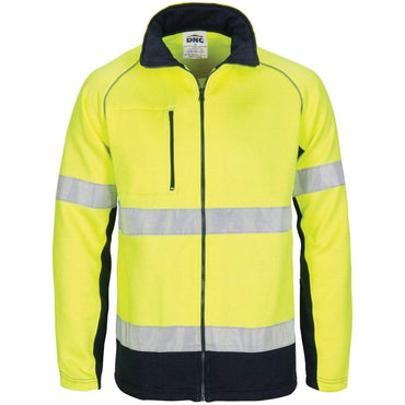 Dnc Workwear Hi-vis 2 Tone Full Zip Fleecy Sweatshirt Csr R/tape - 3726 Work Wear DNC Workwear Yellow/Navy XS 