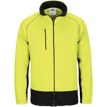 Dnc Workwear Hi-vis 2 Tone Full Zip Fleecy Sweatshirt With Two Side Zipped Pockets - 3725 Work Wear DNC Workwear Yellow/Navy XS 