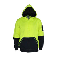Dnc Workwear Hi-vis 2-tone Full Zip Super Fleecy Hoodie - 3722 Work Wear DNC Workwear Yellow/Navy XS 