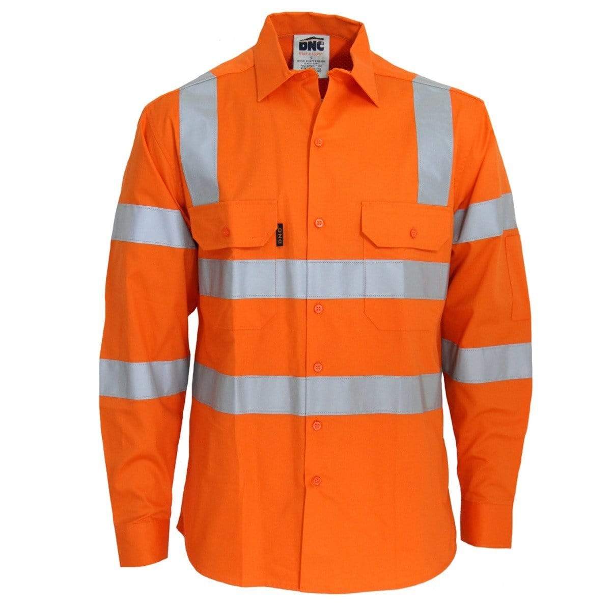 Dnc Workwear Hi-vis 3 Way Cool-breeze Vic Rail Shirt - 3543 Work Wear DNC Workwear Orange XS 