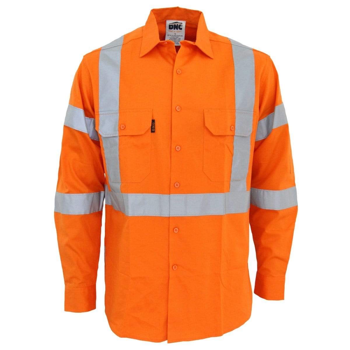 Dnc Workwear Hi-vis 3-way Vented "X" Back & Bio-motion Taped Shirt - 3545 Work Wear DNC Workwear Orange XS 