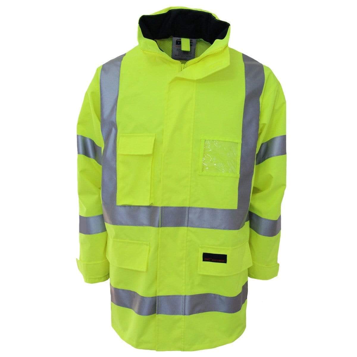 Dnc Workwear Hi-vis Breathable “h” Pattern Rain Jacket Bio-motion Tape - 3571 Work Wear DNC Workwear Yellow XS 
