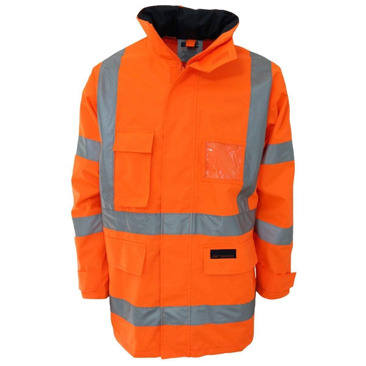 Dnc Workwear Hi-vis Breathable “h” Pattern Rain Jacket Bio-motion Tape - 3571 Work Wear DNC Workwear Orange XS 
