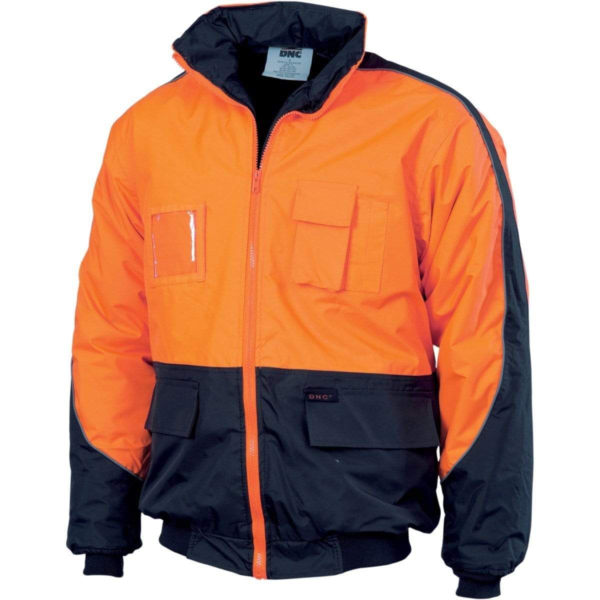 Dnc Workwear Hi-vis Contrast Bomber Jacket - 3991 Work Wear DNC Workwear Orange/Navy XS 
