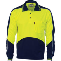 Dnc Workwear Hi-vis Cool Breathe Panel Long Sleeve Polo Shirt - 3892 Work Wear DNC Workwear Yellow/Navy XS 