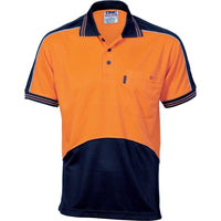 Dnc Workwear Hi-vis Cool Breathe Panel Short Sleeve Polo Shirt - 3891 Work Wear DNC Workwear Orange/Navy 5XL 