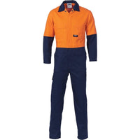 Dnc Workwear Hi-vis Cool-breeze 2-tone Lightweight Cotton Coverall - 3852 Work Wear DNC Workwear Orange/Navy 77R 