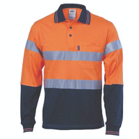 Dnc Workwear Hi-vis Cool-breeze Cotton Long Sleeve Jersey Polo With Csr Reflective Tape - 3916 Work Wear DNC Workwear Orange/Navy S 