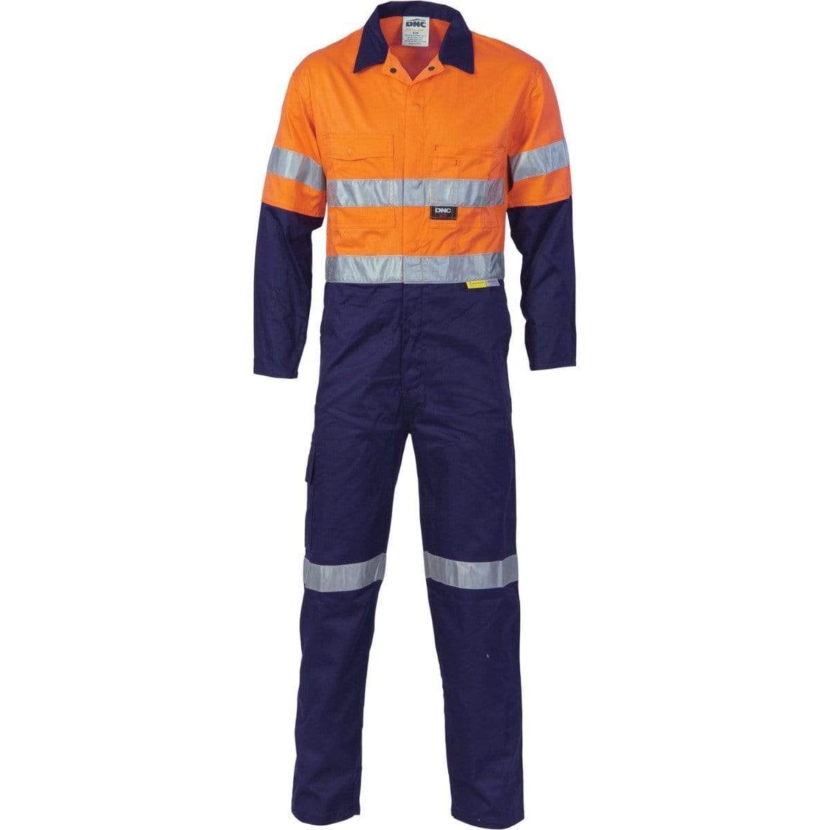 Dnc Workwear Hi-vis Cool-breeze Two-tone Lightweight Cotton Coverall With 3m Reflective Tape - 3955 Work Wear DNC Workwear Orange/Navy 77R 