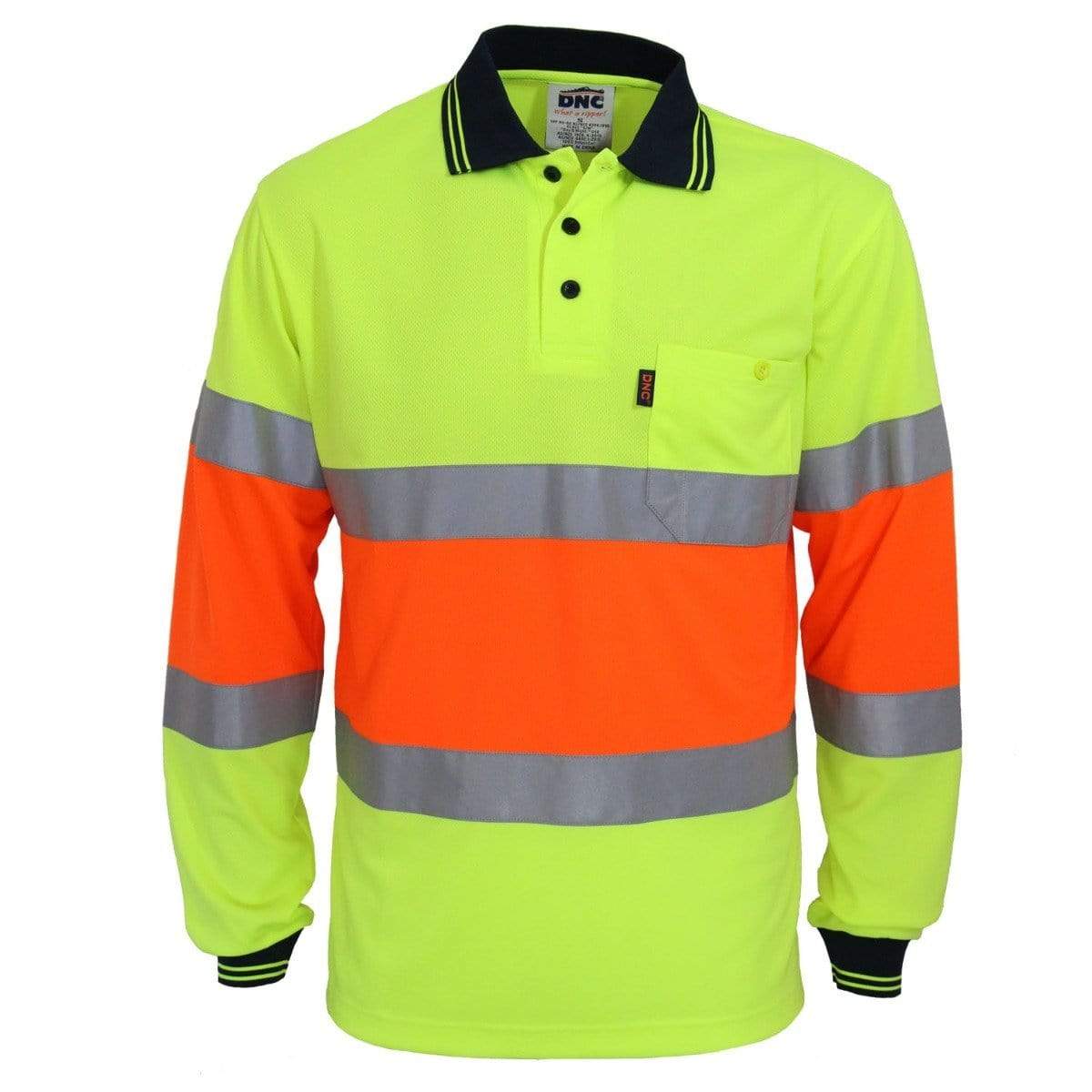 Dnc Workwear Hi-vis Cool-dry 2t Bio-motion D/n Polo - 3709 Work Wear DNC Workwear Yellow/Orange XS 