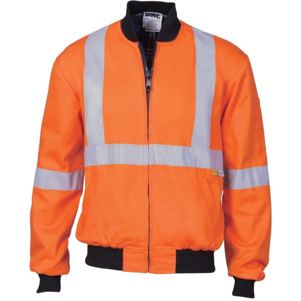 Dnc Workwear Hi-vis Cotton Bomber Jacket With ‘x’ Back & Additional 3m Reflective Tape Below - 3759 Work Wear DNC Workwear Orange XS 