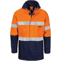 Dnc Workwear Hi-vis Cotton Drill 2-in-1 Jacket With Generic Reflective Tape - 3767 Work Wear DNC Workwear Orange/Navy XS 