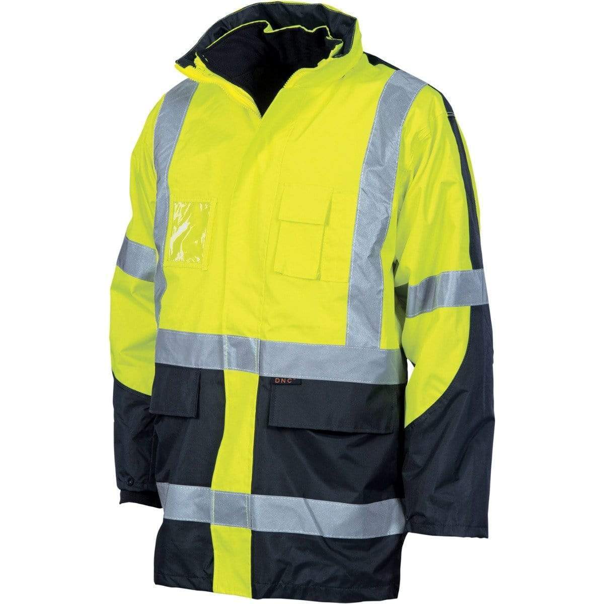 Dnc Workwear Hi-vis Cross Back 2 Tone D/n 6-in-1 Contrast Jacket - 3998 Work Wear DNC Workwear Yellow/Navy S 