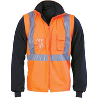 DNC WORKWEAR Hi-Vis Cross Back D/N 4-in-1 Zip Off Sleeve Reversible Vest 3994 Work Wear DNC Workwear Orange/Navy XS 