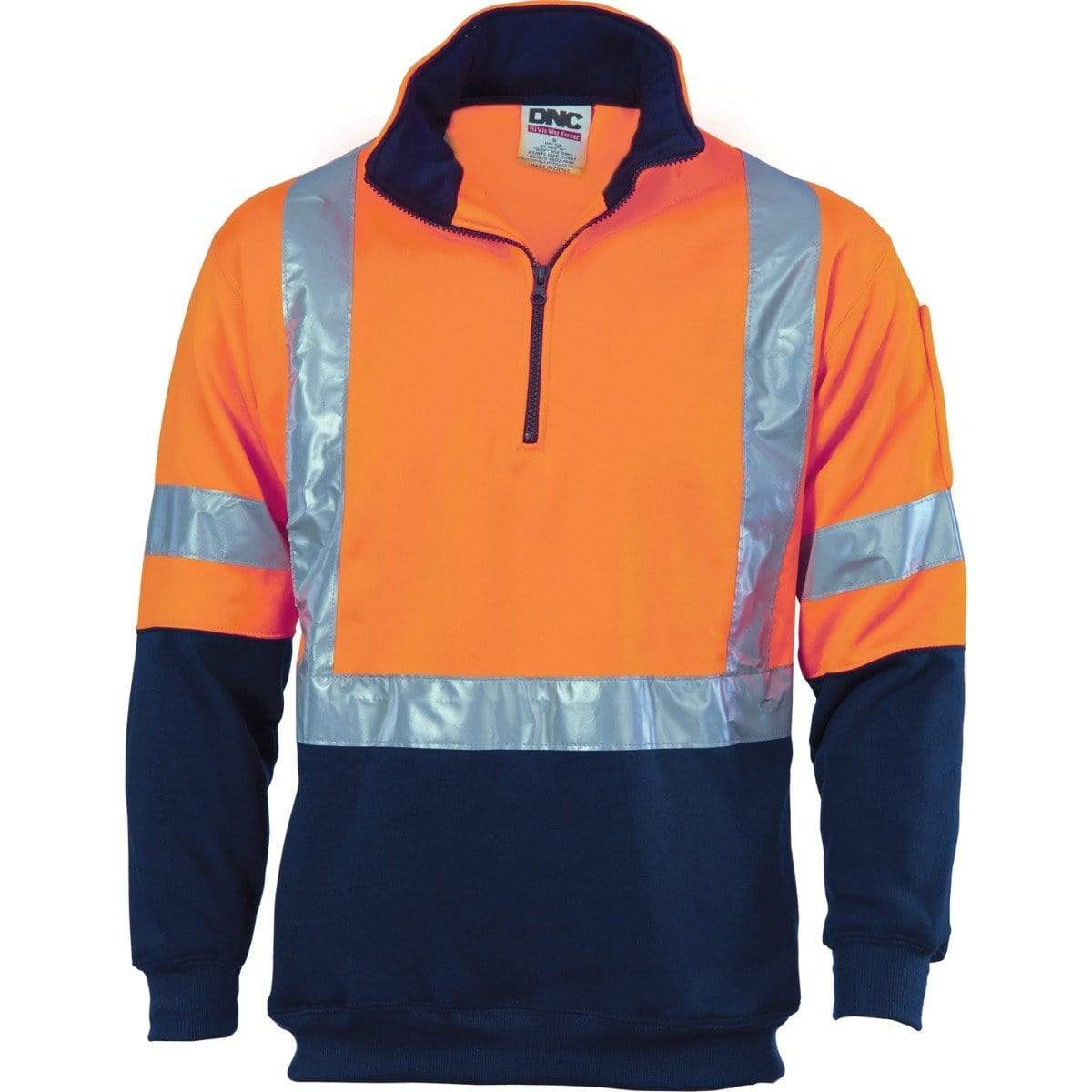 Dnc Workwear Hi-vis Cross Back D/n Two Tone 1/2 Zip Fleecy Sweatshirt - 3929 Work Wear DNC Workwear Orange/Navy S 