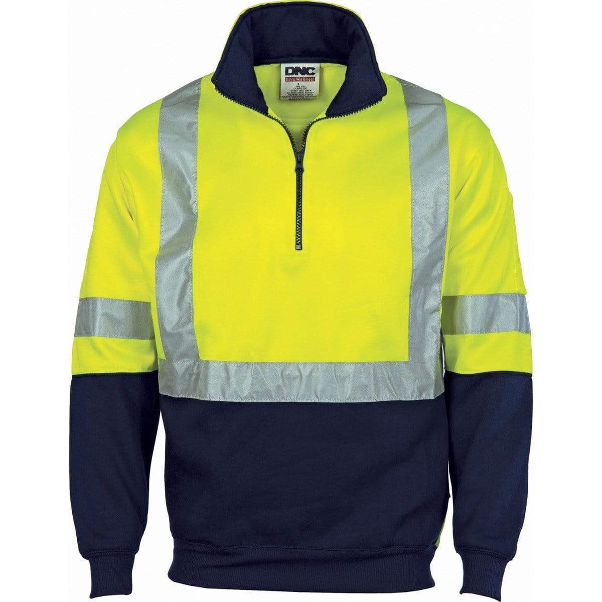 Dnc Workwear Hi-vis Cross Back D/n Two Tone 1/2 Zip Fleecy Sweatshirt - 3929 Work Wear DNC Workwear Yellow/Navy S 