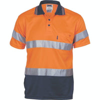 DNC WORKWEAR Hi-Vis D/D Cool Breathe Short Sleeve Polo Shirt with CSR R/Tape 3715 Work Wear DNC Workwear Orange/Navy XS 