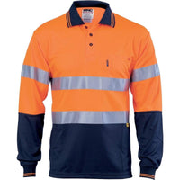 Dnc Workwear Hi-vis D/n Cool-breathe Long Sleeve Polo Shirt With 3m 8906 R/tape - 3913 Work Wear DNC Workwear Orange/Navy XS 