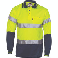 Dnc Workwear Hi-vis D/n Cool Breathe Long Sleeve Polo Shirt With Csr R/tape - 3716 Work Wear DNC Workwear Yellow/Navy XS 