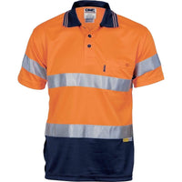 Dnc Workwear Hi-vis D/n Cool Breathe Polo Shirt With 3m 8906 R/tape - Short Sleeve - 3911 Work Wear DNC Workwear Orange/Navy XS 