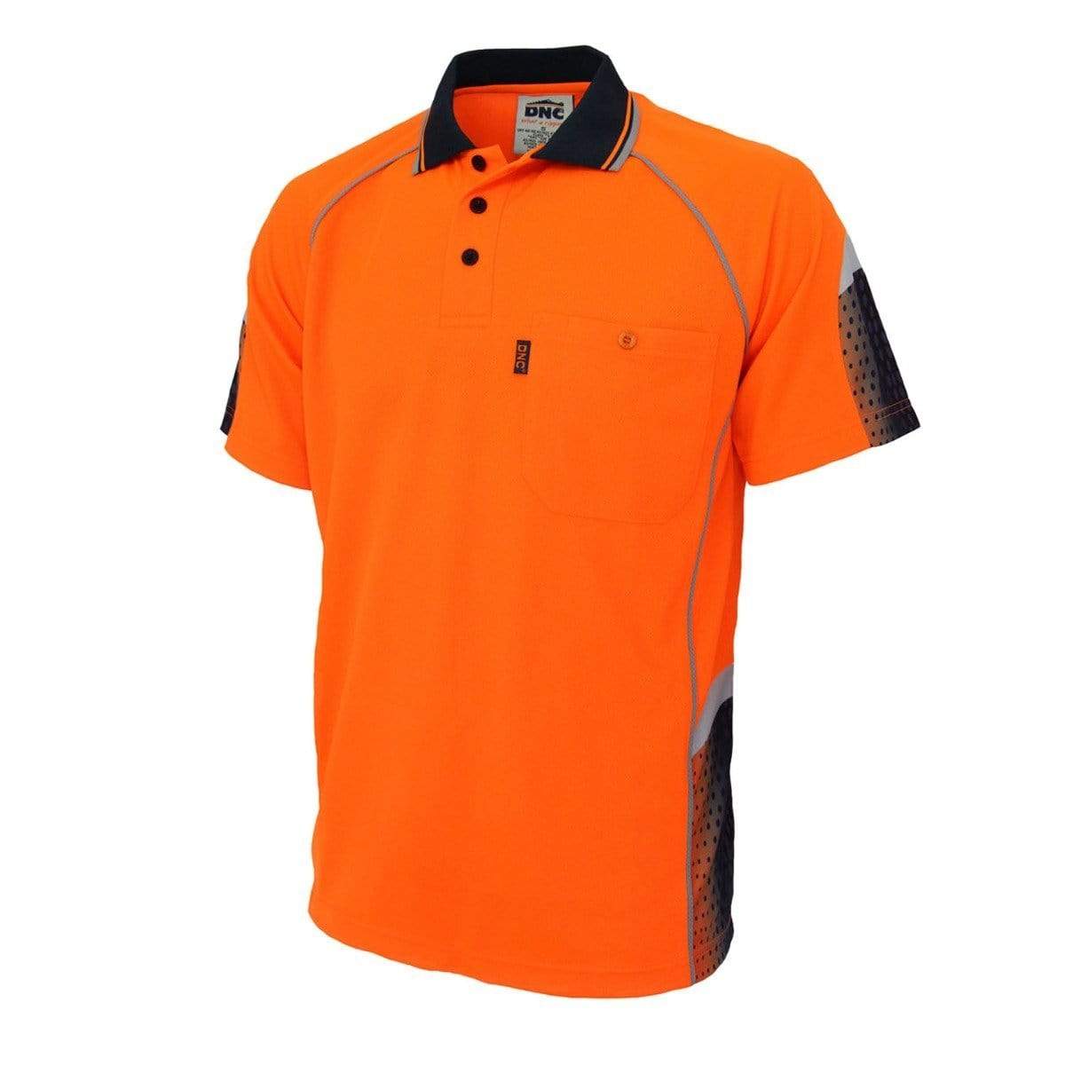 Dnc Workwear Hi-vis Galaxy Sublimated Polo - 3564 Work Wear DNC Workwear Orange/Navy XS 