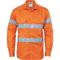 Dnc Workwear Hi-vis Long Sleeve Drill Shirt With 3m R/tape - 3835 Work Wear DNC Workwear Orange S 