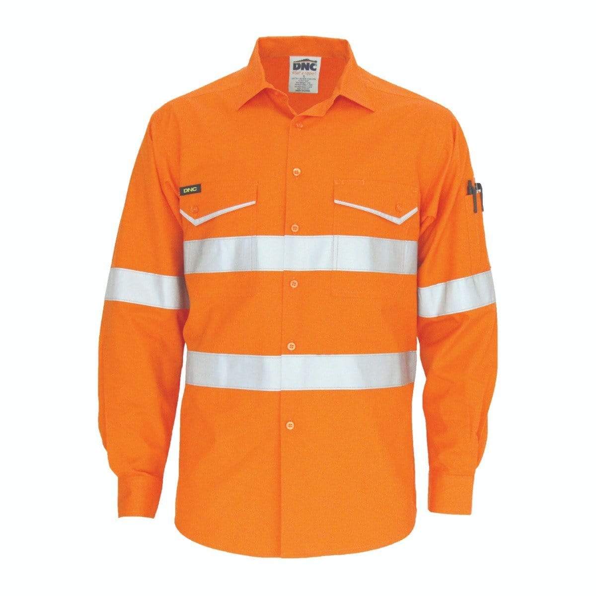 Dnc Workwear Hi-vis Ripstop Cotton Cool Long Sleeve Shirt With Csr Reflective Tape - 3590 Work Wear DNC Workwear Orange XS 