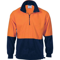 Dnc Workwear Hi-vis Two-tone 1/2 Zip Polar Fleece  - 3825 Work Wear DNC Workwear Orange/Navy 7XL 
