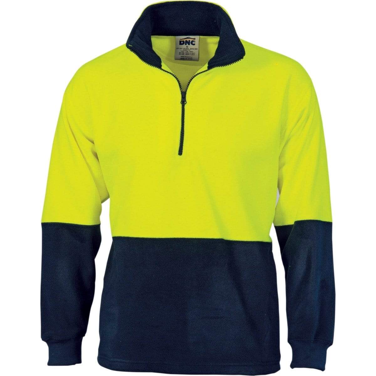 Dnc Workwear Hi-vis Two-tone 1/2 Zip Polar Fleece  - 3825 Work Wear DNC Workwear Yellow/Navy 7XL 