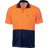 Dnc Workwear Hi-vis Two-tone Cool Breathe Short Sleeve Polo Shirt - 3811 Work Wear DNC Workwear Orange/Navy XS 