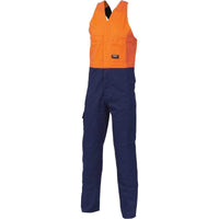 Dnc Workwear Hi-vis Two-tone Cotton Action Back Overall - 3853 Work Wear DNC Workwear Orange/Navy 77R 