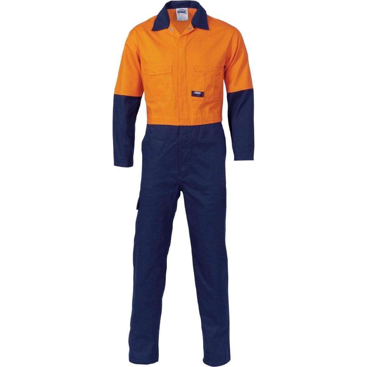 Dnc Workwear Hi-vis Two-tone Cotton Coverall - 3851 Work Wear DNC Workwear Orange/Navy 77R 