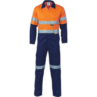Dnc Workwear Hi-vis Two-tone Cotton Coverall With 3m Reflective Tape - 3855 Work Wear DNC Workwear Orange/Navy 77R 