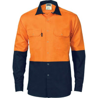 Dnc Workwear Hi-vis Two Tone Drill Shirt With Press Studs - 3838 Work Wear DNC Workwear Orange/Navy S 