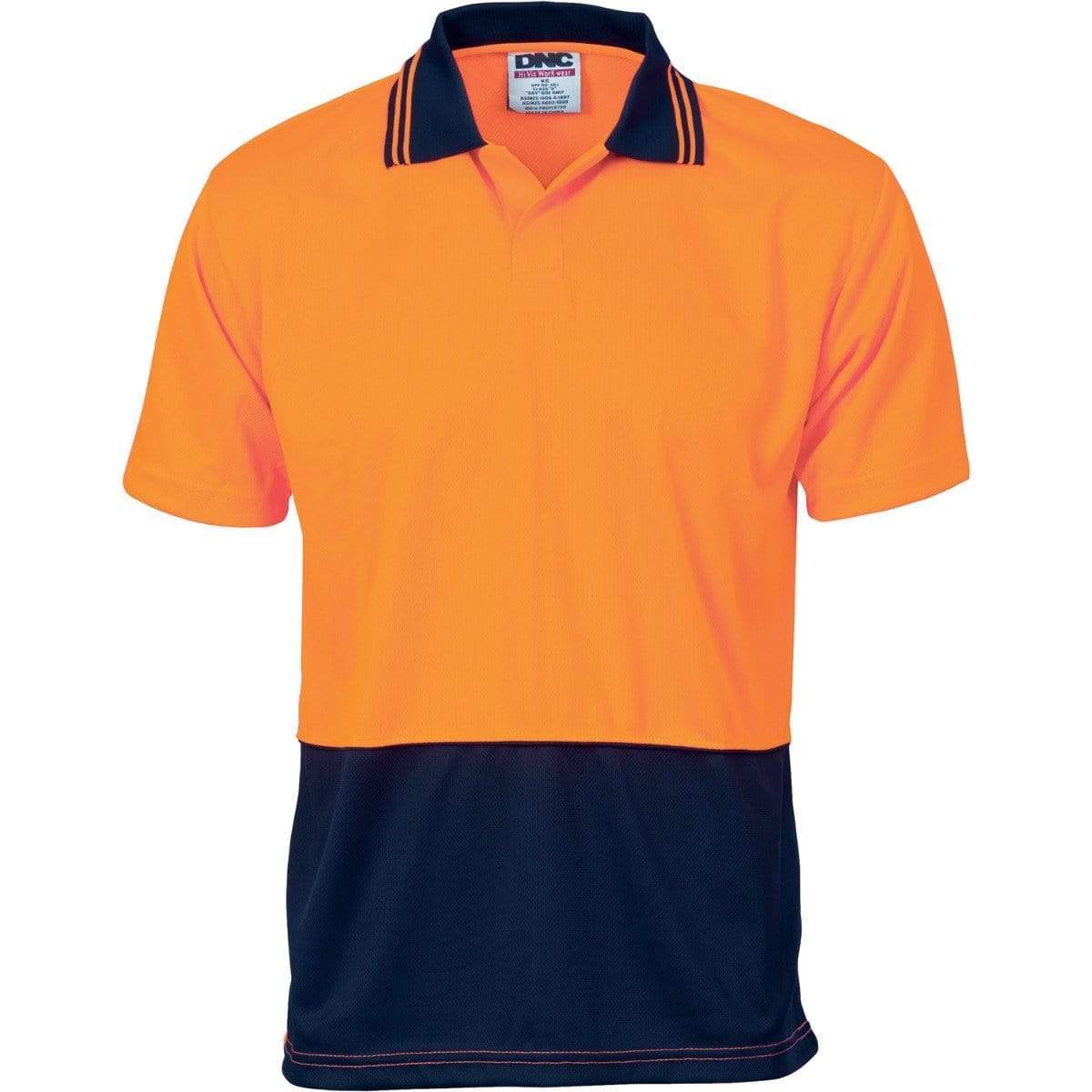 Dnc Workwear Hi-vis Two-tone Food Industry Short Sleeve Polo - 3903 Work Wear DNC Workwear Orange/Navy XS 