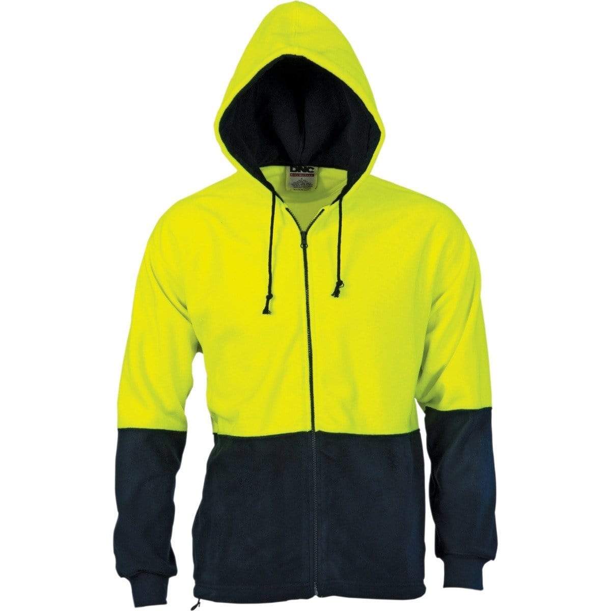 Dnc Workwear Hi-vis Two-tone Full Zip Polar Fleece Hoodie - 3927 Work Wear DNC Workwear Yellow/Navy XS 